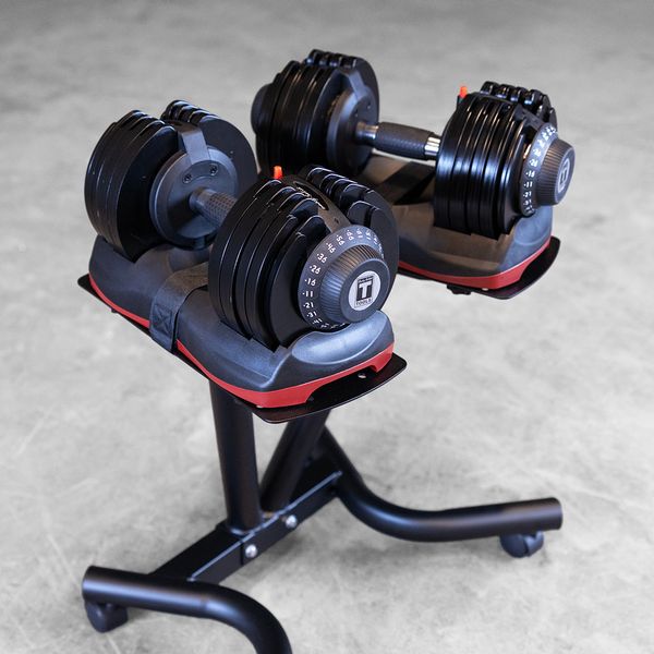 Body-Solid Tools Adjustable Dumbbell Pair with Stand